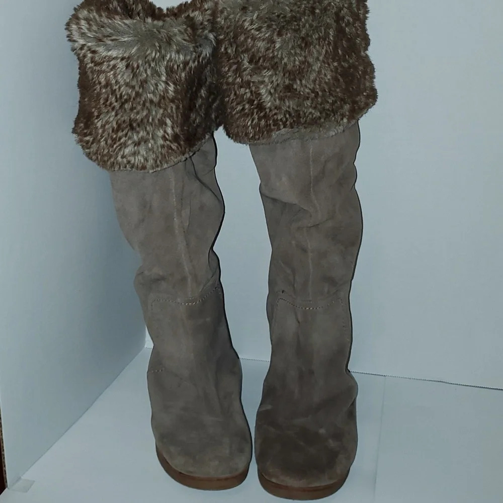 Sam Edelman Fur Fold Versatile High Knee Suede Boot Size 9